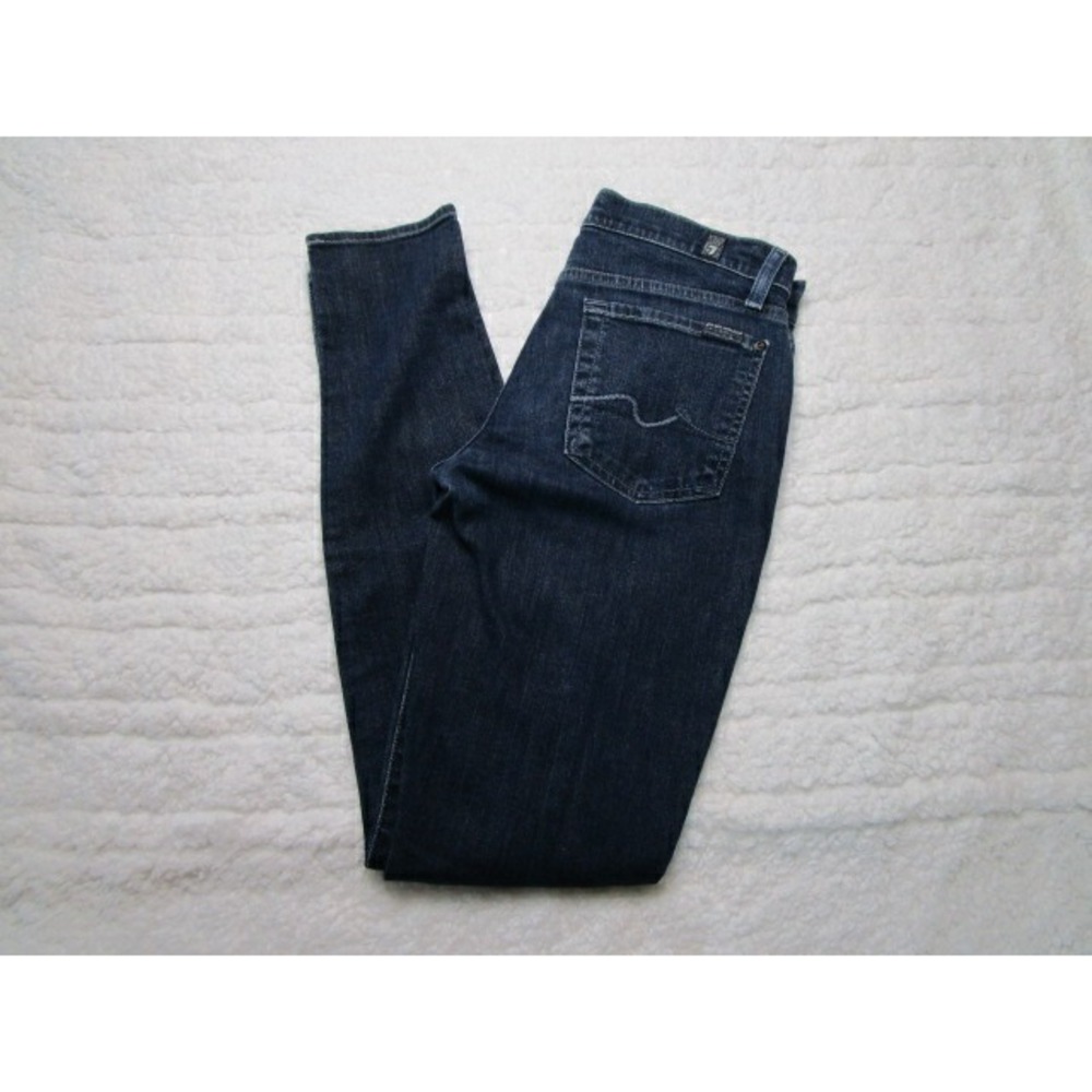 7 For All Mankind Gwenevere Size 27 Womens Jeans Skinny Dark Wash Low Rise